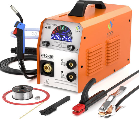 HITBOX 5-in-1 MIG Lasapparaat, 250A, Gasloos MIG/MAG/MIX MIG/MMA/LIFT TIG, voor Aluminium, MIG MAG Lasmachine (MIG250DP)