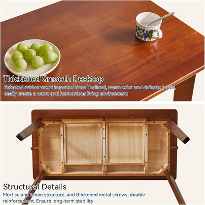 Massief Houten Bureau, Schrijfbureau, Kleine Kantoortafel met Laden, 39x20x30inch Computerbureau met Opslag en Hangstang voor Thuiskantoor, Rustiek Bruin YD-WD01H