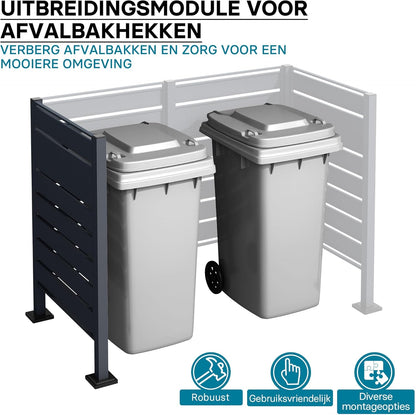 Wiltec container storage extension module fence for waste containers anthracite kliko fence steel - QUORE