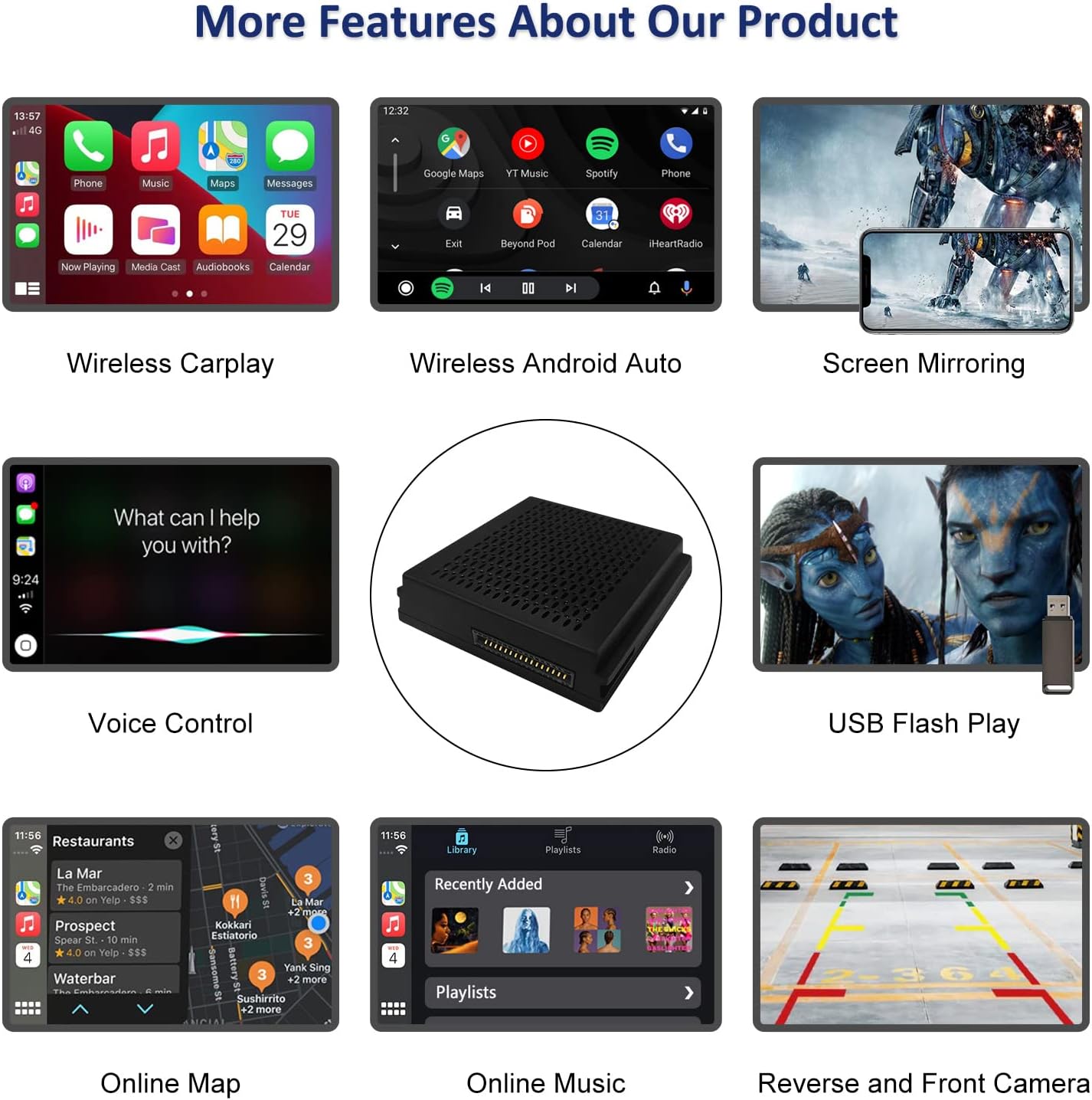 Carplay Adapter Mercedes – Draadloze Adapter – Android Auto Interface – Multimedia Adapter – Smart Connect – Plug & Play Installatie – Bluetooth & Camera Ondersteuning