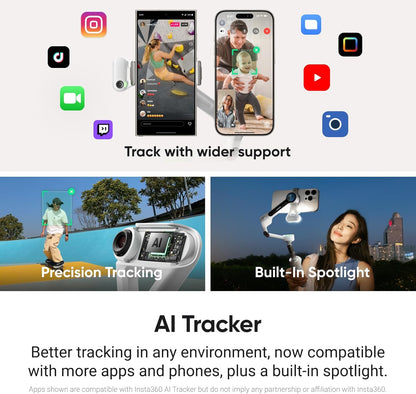 Insta360 Flow 2 Pro Gimbal Stabilizer voor iPhone, Android, AI Phone Gimbal, Ingebouwde Selfie Stick & Statief, Telefoonstabilisator voor video-opname, Youtube, Tiktok, Travel - Ultimate Creator