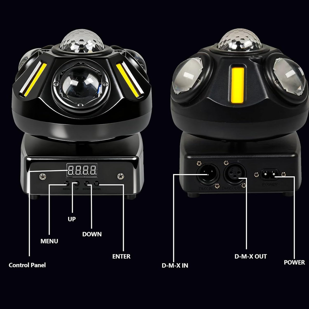 Moving Head LED 60W Beam Disco Light Partylict 21CH Stage Light Disco Light for Party Cellar Wedding Club (Spherical Shape) - QUORE