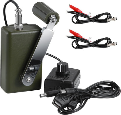 NArra Handbediende generator, 30 W 0-28 V, draagbare gelijkstroom-oplader met USB-aansluiting, vrije multifunctionele handslinger-generator voor het opladen van mobiele telefoons en computers