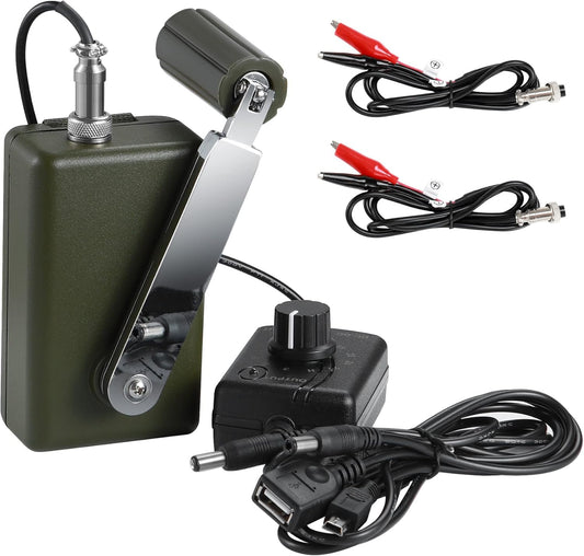 NArra Handbediende generator, 30 W 0-28 V, draagbare gelijkstroom-oplader met USB-aansluiting, vrije multifunctionele handslinger-generator voor het opladen van mobiele telefoons en computers