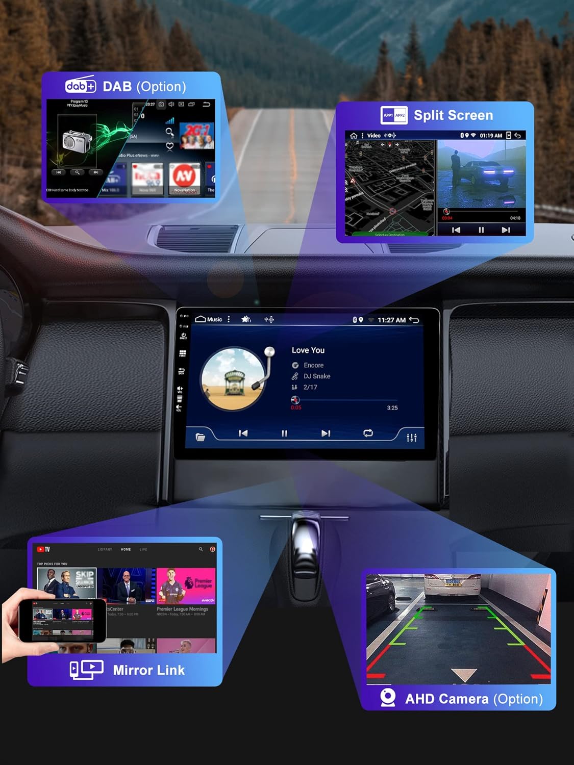 Android Autoradio – 2-DIN Autoradio – Multimedia Systeem – Inbouw Radio – Auto Entertainment – 9 Inch IPS Touchscreen – GPS Navigatie & Draadloos CarPlay