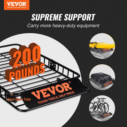 VEVOR Dak Rack Mand Auto Dak Mand Universele 1630 x 990 x 152 mm, Dak Rack Tub 90 kg Laadvermogen Rail Carrier Cargo Bagage Rack Zwart voor Camping, Barbecue, Auto Travel