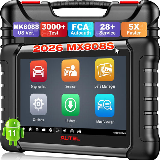 Autel MaxiCheck MX808S: 2024 Bidirectionele Tool zoals MK808S MK808BT Pro MK808K-BT, Functie zoals MaxCOM MK900, 28+ Service, Real Active Test, Scan All OE System, Injector Codierung, Android 11