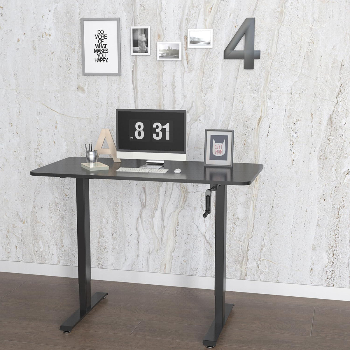 hjh OFFICE 802115 bureau in hoogte verstelbaar 120 x 60 cm Stand CR zwart computertafel handmatig verstelbaar