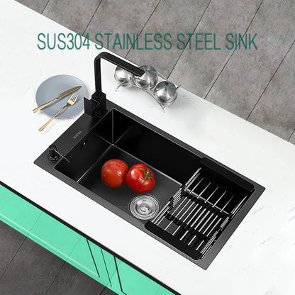 NOYHHAY Zwarte gootsteen Keuken renovatie zwembad enkele wastafel Kleine wastafel Badkamer wastafel Wassen groenten en vaatwaszwembad Huishoudelijke wastafel (38 x 30 x 22 cm, zwart)