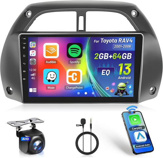 Autoradio Toyota RAV4 – Multimedia Radio – Android Autoradio – GPS Navigatie – Touchscreen Radio – 9 Inch IPS Scherm – Draadloze CarPlay & Achteruitrijcamera