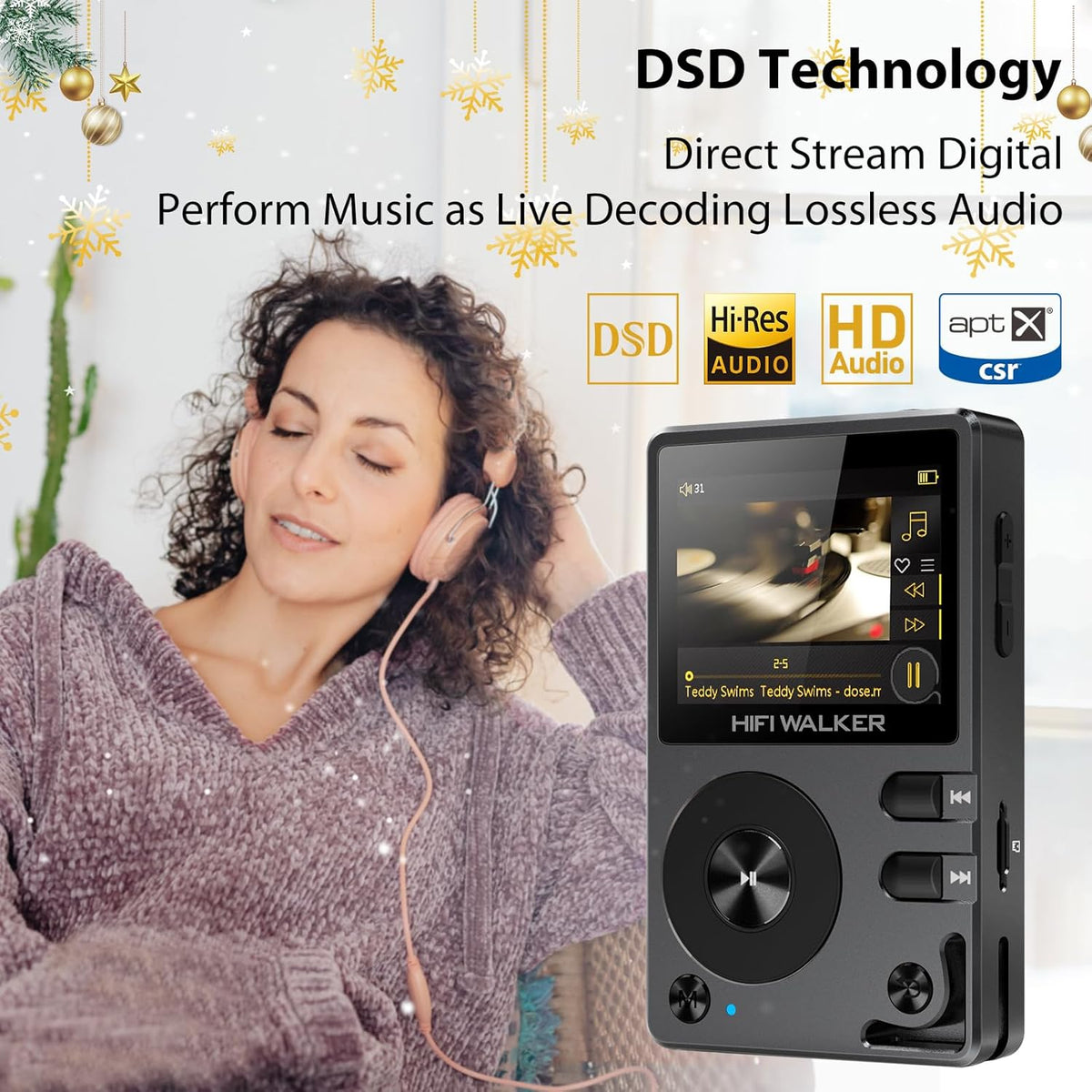HiFi MP3-Speler – Muziekspeler – Draagbare Audio – Lossless Speler – Bluetooth Speler – 2-Inch HD-Scherm – Uitbreidbaar Tot 256 GB