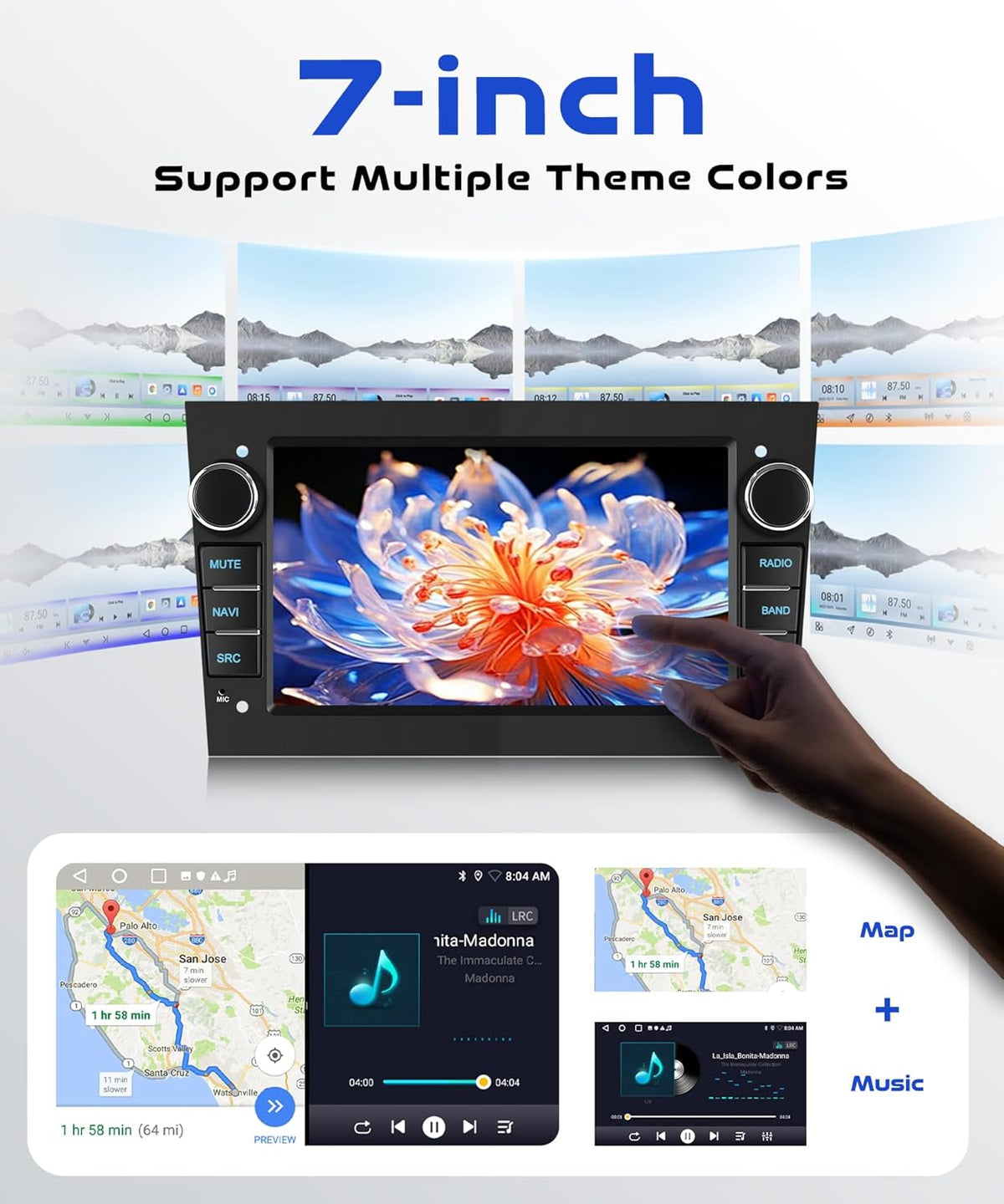 Autoradio Android 15 – Touchscreen Autoradio – Multimedia Systeem – GPS Navigatie – CarPlay Android Auto – 7-inch IPS Scherm – Draadloze Connectiviteit – Inclusief Achteruitrijcamera