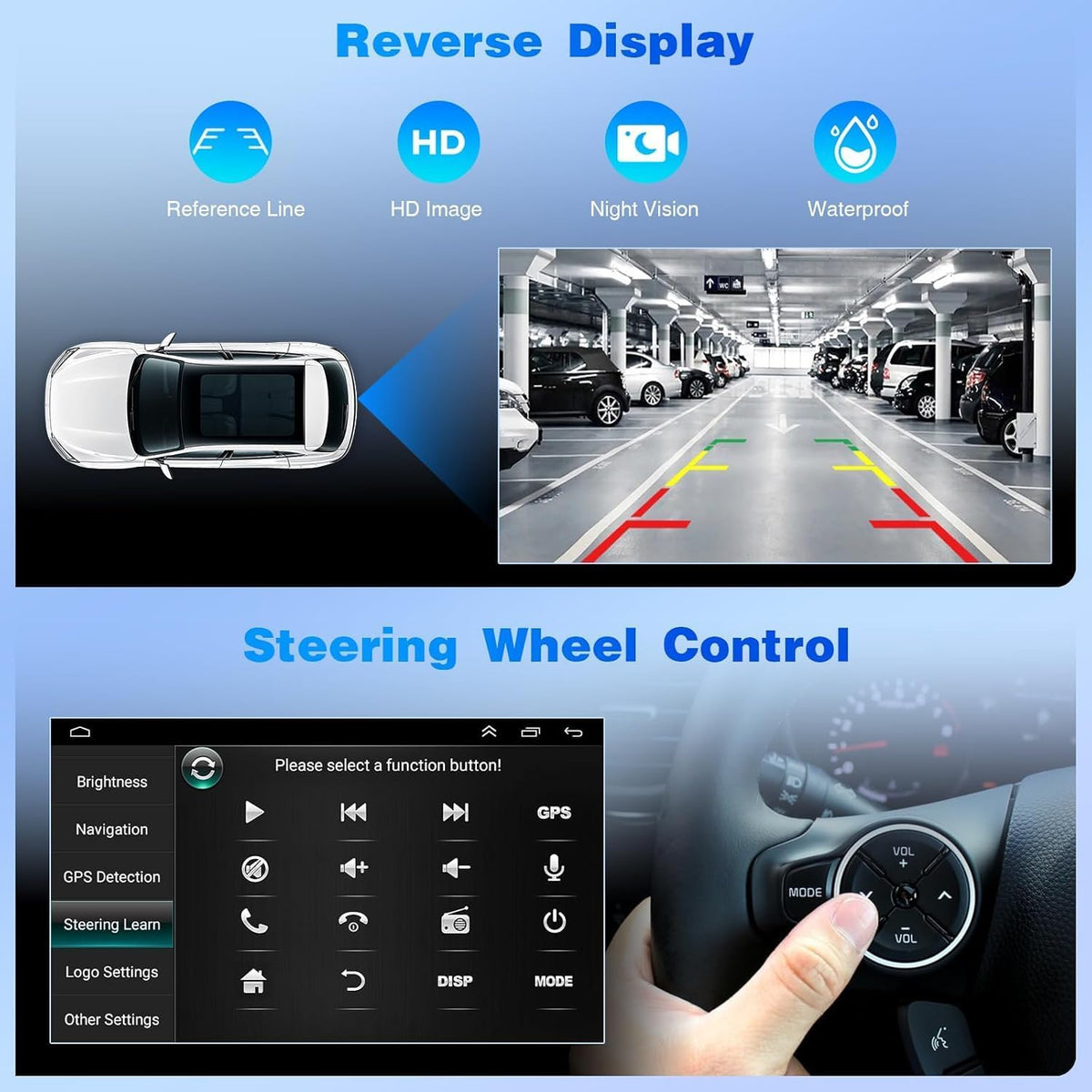 Android 14 autoradio voor T6 Transporter Multivan 2016-2022, 2 DIN radio met CarPlay Android Auto, 9-inch IPS touchscreen met Bluetooth navigatie WiFi FM/RDS achteruitrijcamera, 2+32G