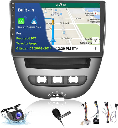 Autoradio Voor Compacte Auto’s 2004-2014 – Multimediascherm – Navigatiesysteem – Touchscreen Radio – Android 13 Autoradio – 10,1 Inch HD-Touchscreen – Draadloos CarPlay & Android Auto
