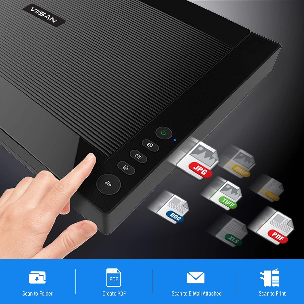 Viisan VF 3240, flatbedscanner DIN-A3. Max. resolutie 2400x2400 DPI. Software voor beeldbewerking en tekstherkenning. High-speed scannen.