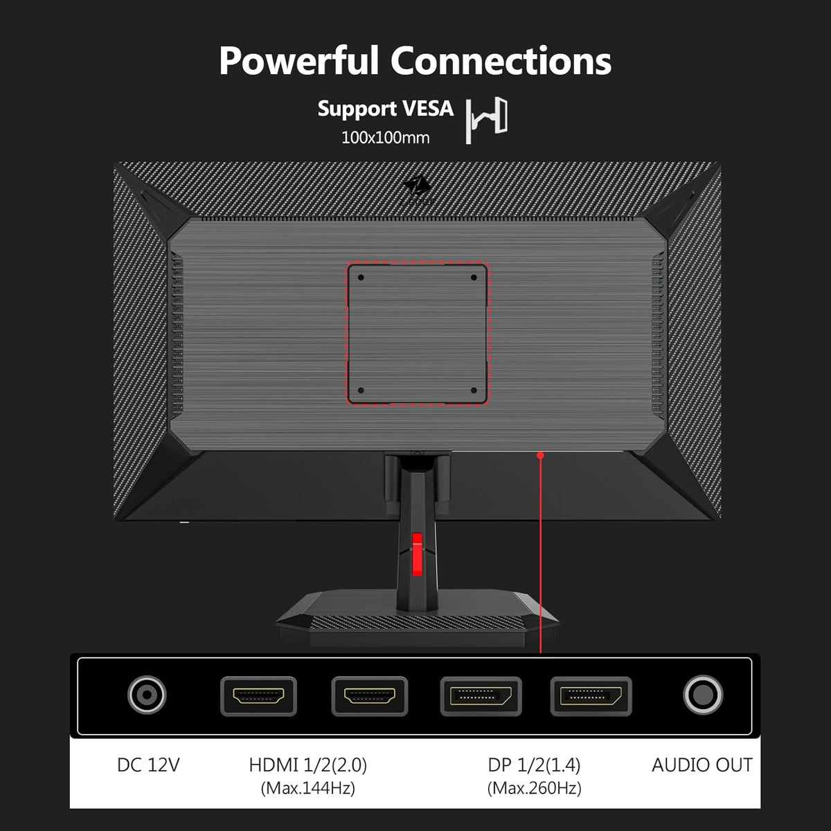 Z-Edge 27" IPS Gaming Monitor 260Hz(DP1.4×2), QHD (2560x1440), 1ms, FreeSync, 16:9 LED Monitor 2K, 144Hz (HDMI2.0×2), Adjustable Slope, 350cd/m², 8 bit, VESA 100x100mm (DP cable included)