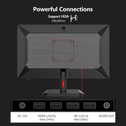 Z-Edge 27" IPS Gaming Monitor 260Hz(DP1.4×2), QHD (2560x1440), 1ms, FreeSync, 16:9 LED Monitor 2K, 144Hz (HDMI2.0×2), Adjustable Slope, 350cd/m², 8 bit, VESA 100x100mm (DP cable included)