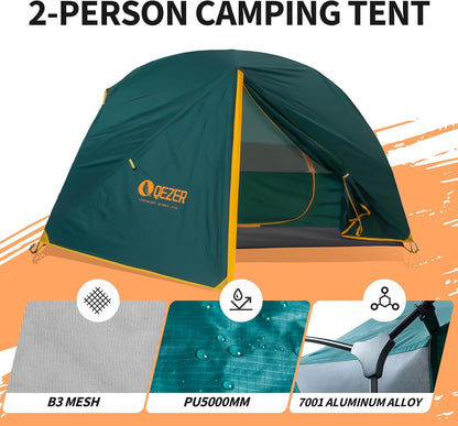Campingtent, ultralichte koepeltent, waterdicht en winddicht, geschikt voor drie seizoenen, compact formaat, ideaal voor wandelen, kamperen en buitenactiviteiten