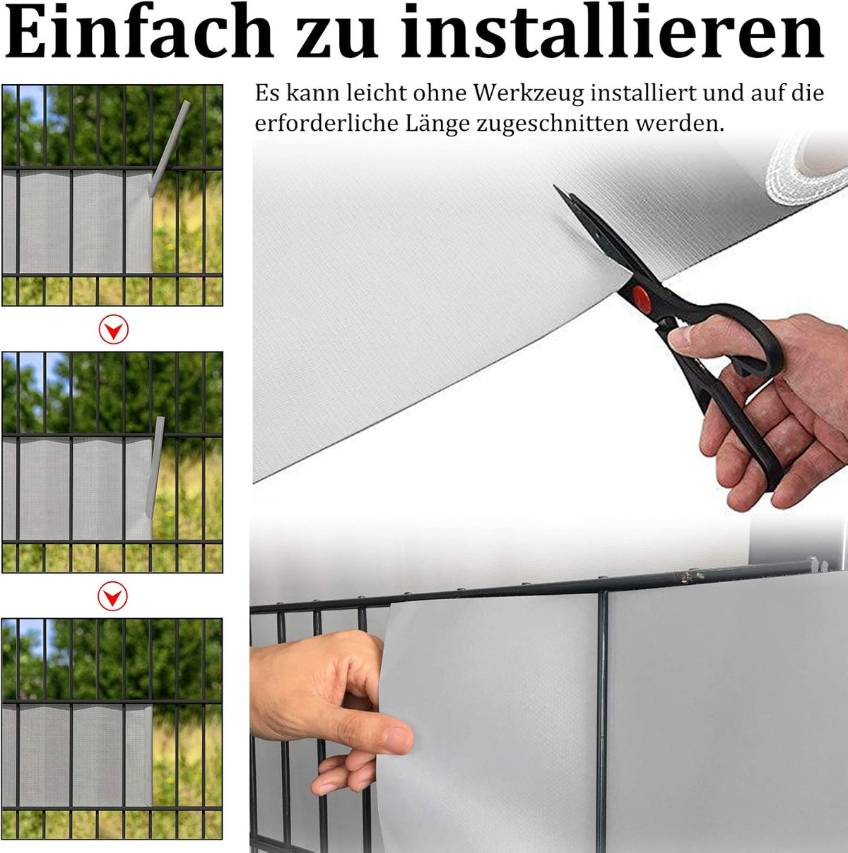 PVC Privacystroken – Inkijkwerende Stroken – Hekwerk Bescherming – Zichtwerende Folie – Windscherm – Duurzaam PVC 450 g/m² – Inclusief 90 Bevestigingsclips 195m x 19cm Lichtgrijs