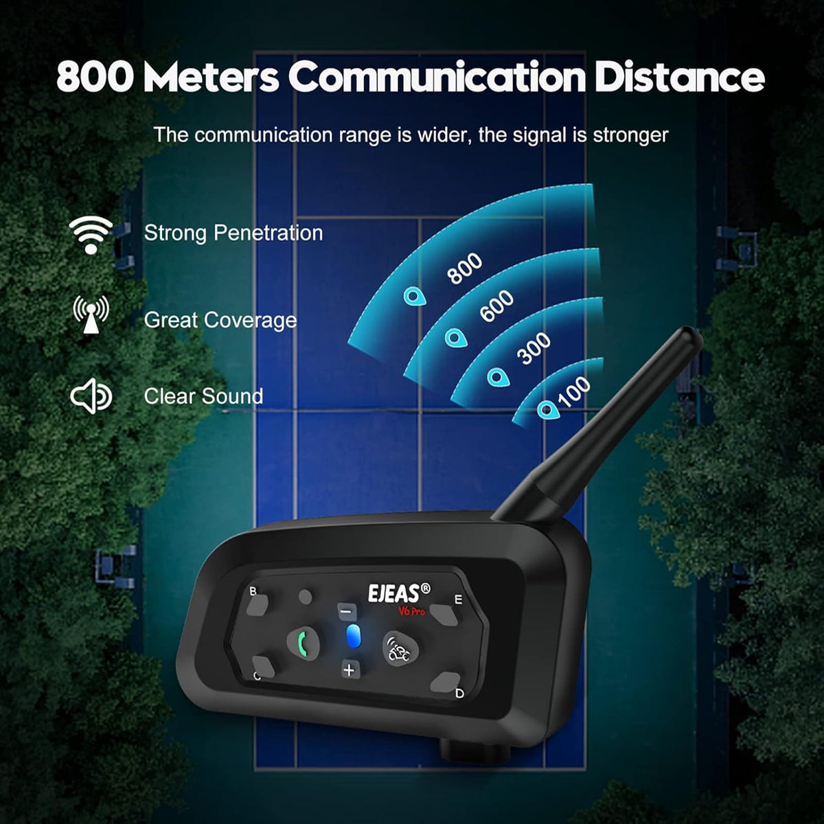EJEAS V6C Referee Bluetooth Intercom, 850mAh Full Duplex 1200M Draadloos Bluetooth Interphone met Referees Headset en Looparmband voor Voetbal Hockey Rugby Sport, USB-C (2-pack)
