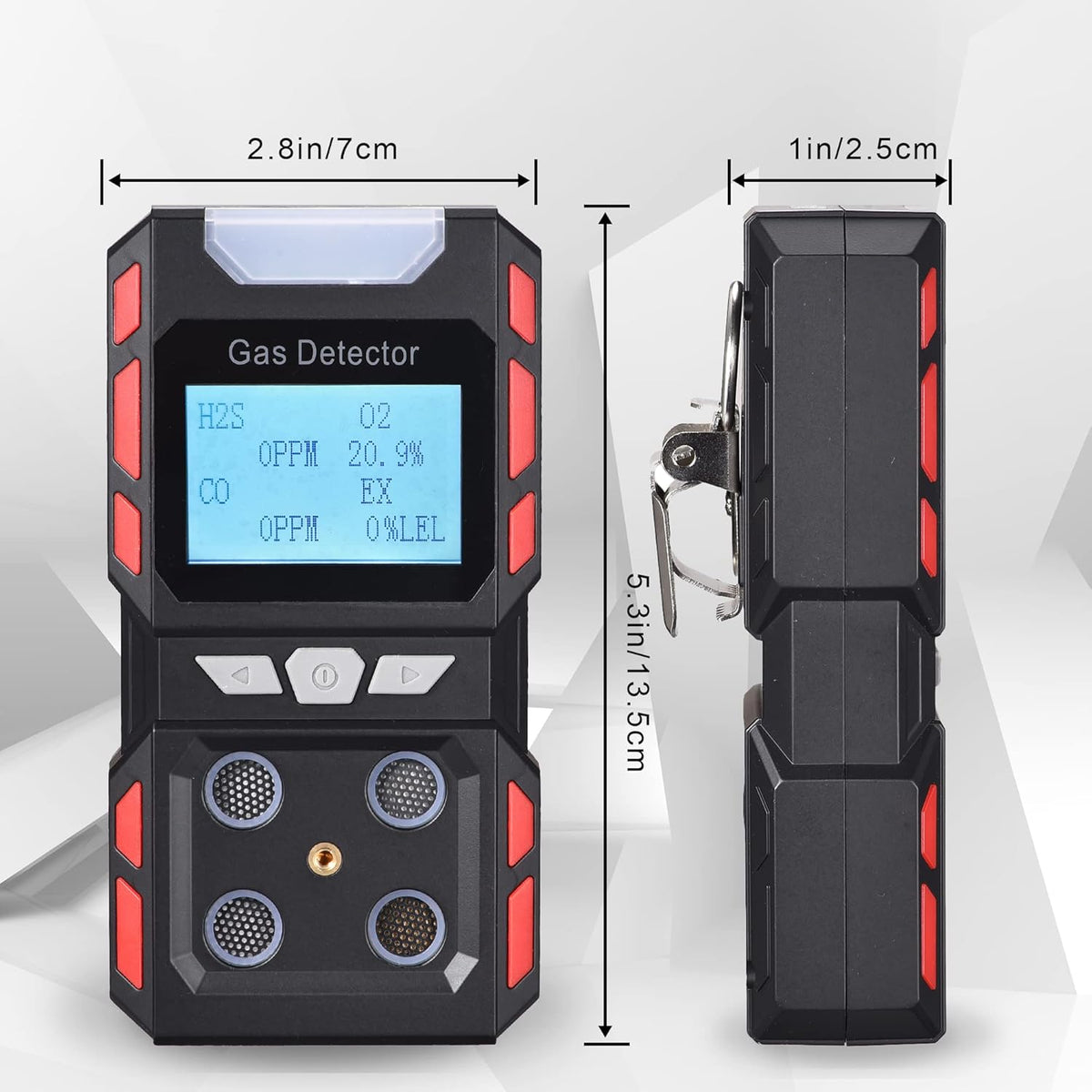 Upgrade Nieuw Model Draagbare Voice Type Multi Gas Detectoren, Handheld Luchtkwaliteit 4 Gas Monitor met Groot Digitaal LCD Display, Oplaadbare Lithium Batterij Aangedreven (Zwart)