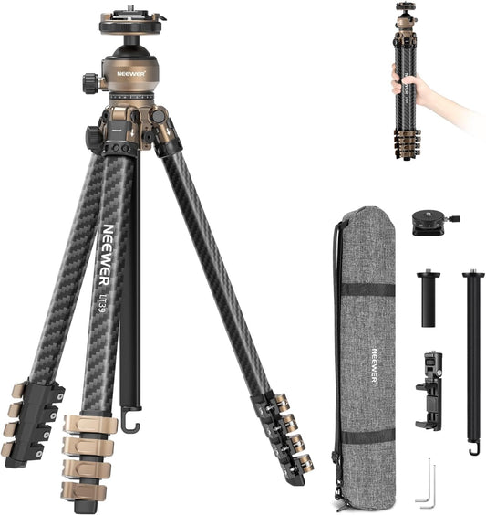 Reisstatief – Camera Statief – Fotostatief – Videostatief – Tripod – Koolstofvezel – 16,5 tot 155 cm – Draagvermogen 10 kg