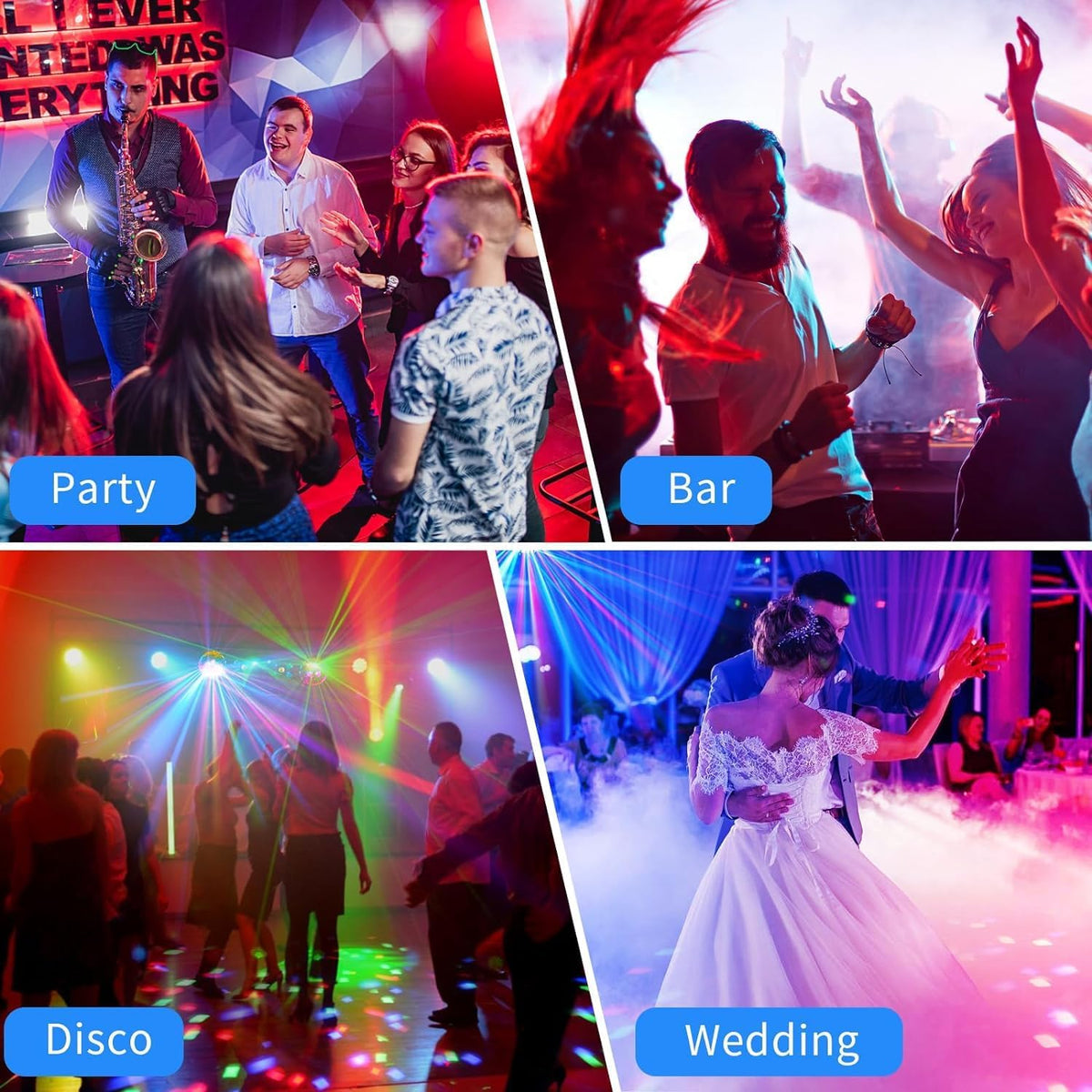 5-in-1 disco party lichtstandaard / disco bal / par light / blacklight strobe effecten / afstandsbediening / geluidsgeactiveerd voor muziek show concert decoratie