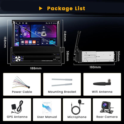 Android 15 Autoradio – Android Auto – CarPlay Radio – Bluetooth Radio – GPS Navigatie – Draadloos 7" IPS Touchscreen – 4GB RAM 64GB Opslag