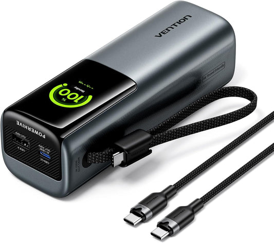 VENTION Powerbank 27000mAh 200W - Snelladen 3-Poorts Powerbank met Emoji-animaties - Draagbare Accu voor Laptops, MacBook Pro, iPhone 17/16/15, iPad, Galaxy S25