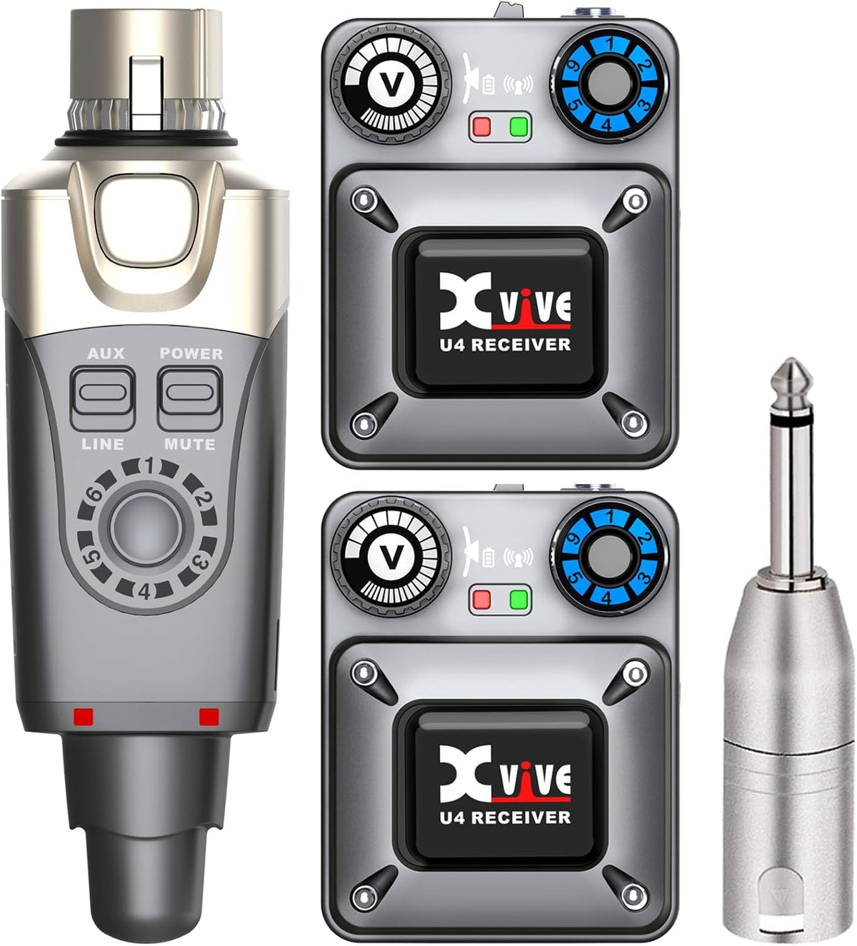 Draadloos in-ear monitorsysteem – IEM-systeem – In-Ear Monitor – Draadloze Monitor – Monitoringsysteem – Set Met 1 Zender En 2 Ontvangers – 2,4 GHz Stabiel Draadloos Signaal – Minder Dan 4,5 Ms Latency