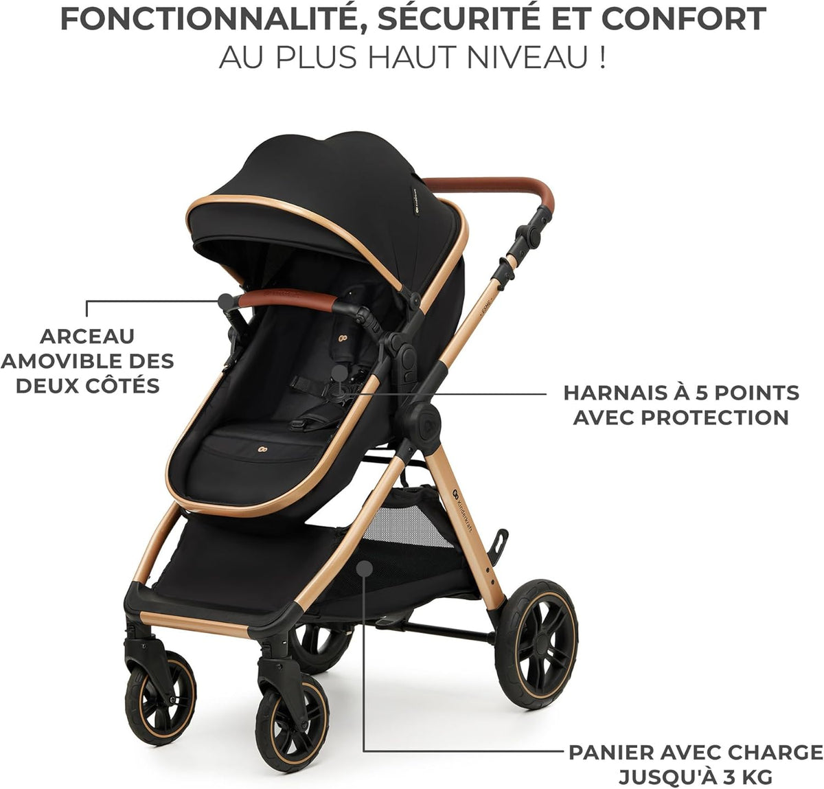Kinderkraft ESME 3-in-1 autostoel met babydrager Mink Pro I-Size, reissysteem, babybuggy, opvouwbare kinderwagen, voor pasgeborenen tot 4 jaar, zwart