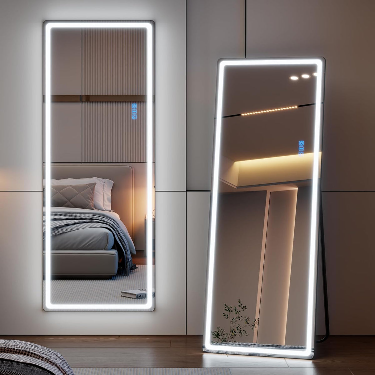 Full-Body Spiegel – Staande Spiegel – Wandspiegel – Passpiegel – Led Spiegel – 153x50 cm Groot – 7 Dynamische LED Modus