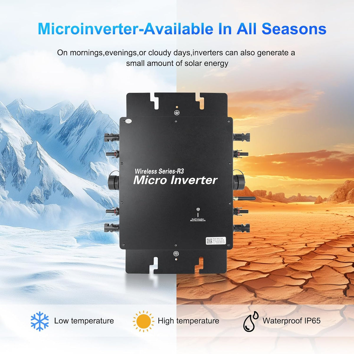 Microomvormer 1200W, met intelligente wifi voor balkonkrachtcentrale, plug & play PV-omvormer, geïntegreerde MPPT, app-bediening, IP65 omvormer