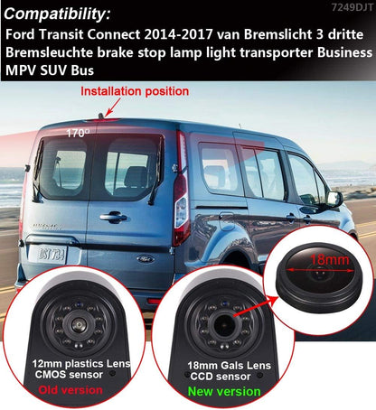 HD IP68 1280 pixels achteruitrijsysteem achteruitrijcamera remlicht passend met hoek verstelbare nachtversie IR-licht hoogdak dakcamera voor F o r d Transit Connect Van MPV SUV Bus + achteruitkijkspiegel