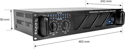 Ibiza - AMP300-MKII - Professionele PA-versterker 2x240W met RCA/Jack ingangen en Speakon/Borne uitgangen - 19" Rekbaar - Zwart