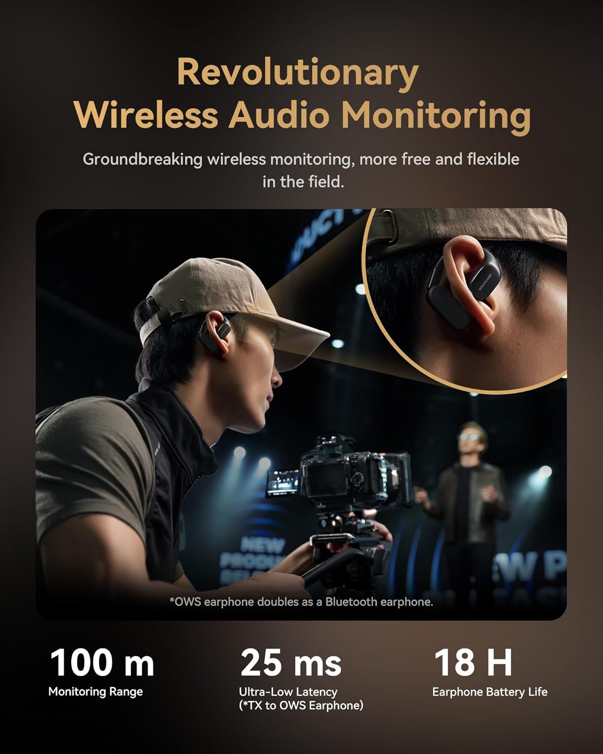 Draadloze microfoonset – Lavaliermicrofoon, Reversmicrofoon, Interviewmicrofoon, Vlogmicrofoon – Ultimate Combo 2TX+2RX met OWS-Oordopjes en oplaadetui – AI-Ruisonderdrukking – 32-Bit Full-Chain Audio