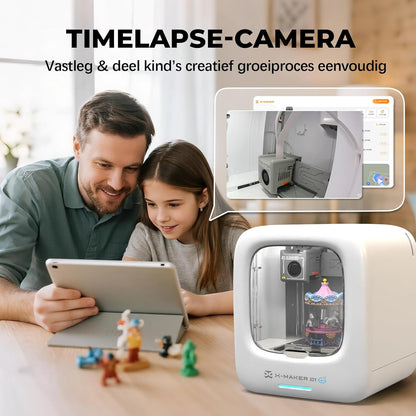AI-Aangedreven X-MAKER JOY 3D-Printer Voor Kinderen, Volledig Gemonteerde Mini 3D-Printer Met Snelheid Tot 400 Mm/s, Automatisch Nivelleren, 1500+ Modellen & 16+ Modules，Kerstcadeau