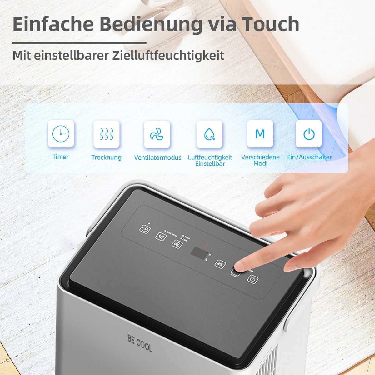 Be Cool BC20LEF2301 luchtontvochtiger 20m² 400W 20 l/dag Wit, Grijs