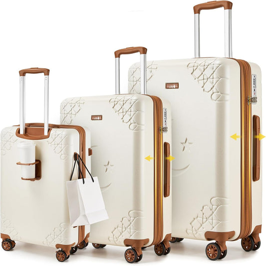 Sea choice Kofferset 3 Delig Uitbreidbare Harde Schaal Koffer Trolley Lichtgewicht Bagageset met 4 Wielen, TSA-slot