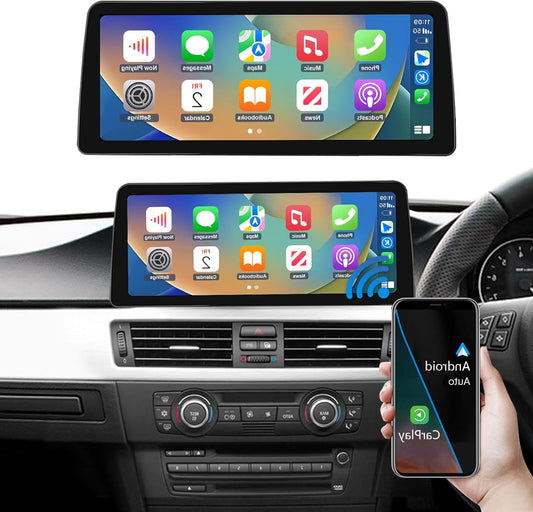 Road Top 12.3 Inch Car Radio Touch Screen Wireless Carplay for BMW 3er E90/E91/E92/E93 2005-2008 Year with CCC System,Support Wireless Android Auto, Mirrorlink - QUORE