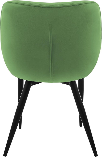 Eetkamerstoelen – Keukenstoelen – Woonkamerstoelen – Gestoffeerde Stoelen – Armstoel – Fluwelen Bekleding – Ergonomisch Design – Zwart Metalen Frame – Saliegroen