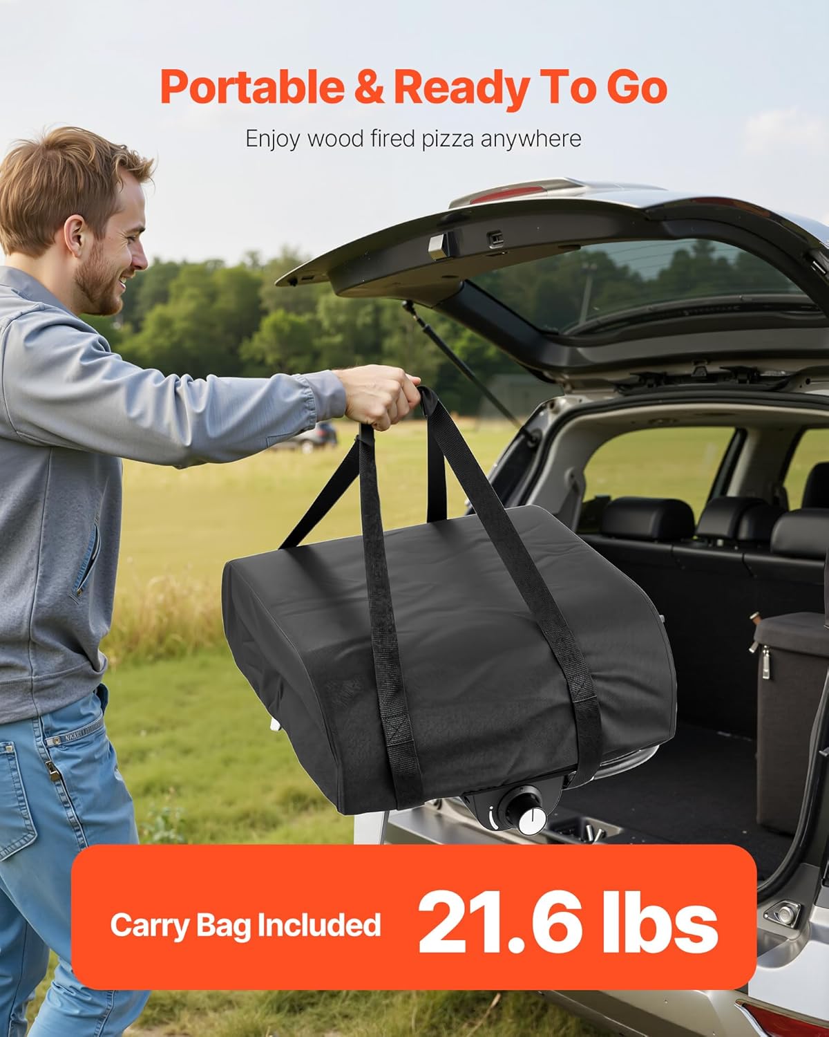 VEVOR Draagbare pizzaoven voor buiten, gasoven, 30,5 cm, propaanoven met inklapbare poten voor camping, buiten, met sproeiapparaat van ijzer, voor terras en tuin, zwart