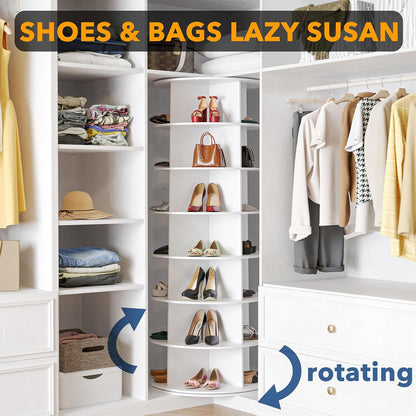 SpaceAid Roterende toren, schoenenrek met 7 niveaus, draaiend schoenendisplay Lazy Susan, 360 draaibaar schoenenrek, opslag, ronde carrousel, verticale kastorganizer voor handtassen en schoenen (7