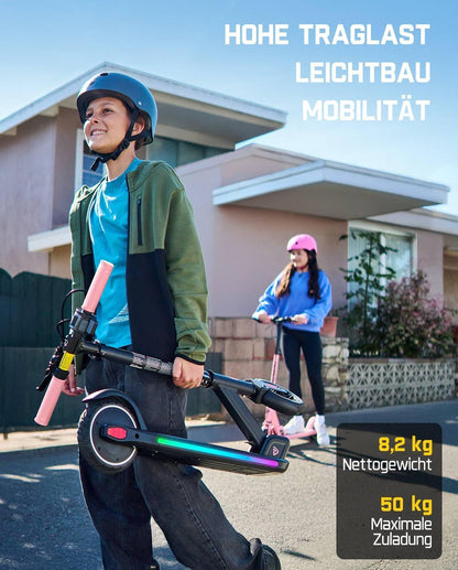 FanttikRide T9 Apex Elektrische step voor kinderen vanaf 13 jaar, kleurrijke led-verlichting met bluetooth-muziekluidspreker, 12/16/20 km/u digitaal display, in hoogte verstelbaar, opvouwbare