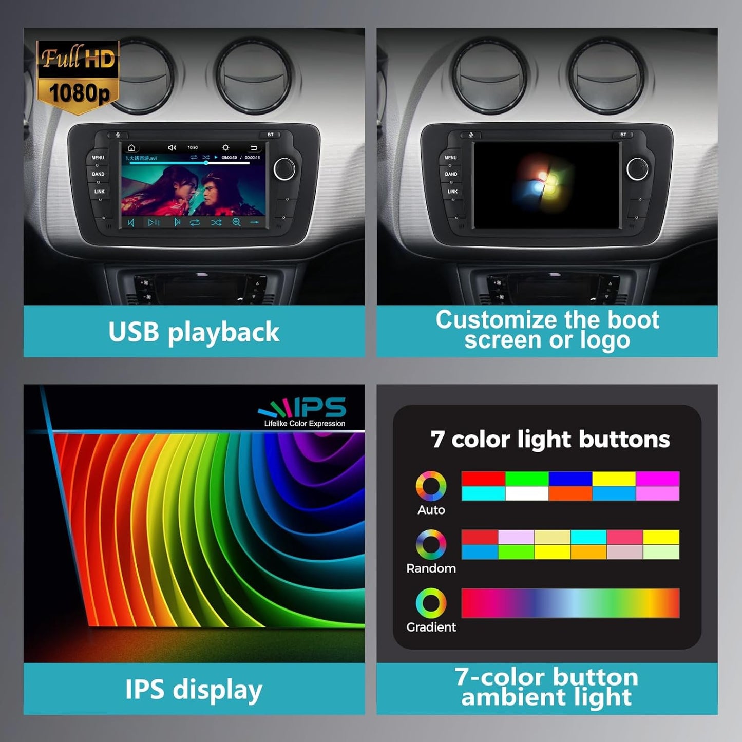 Autoradio – Multimedia Speler – Auto Stereo – Navigatiesysteem – Inbouw Radio – 7 Inch IPS Touchscreen – Draadloze CarPlay & Android Auto