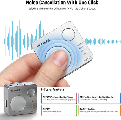 Draadloze Lavaliermicrofoon – Draadloze Microfoon – Lavalier Microfoon – Clip-On Microfoon – Microfoonset Voor Telefoon En Camera – Plug-And-Play Zonder App – 8 GB Intern Geheugen En Tot 250 M Bereik