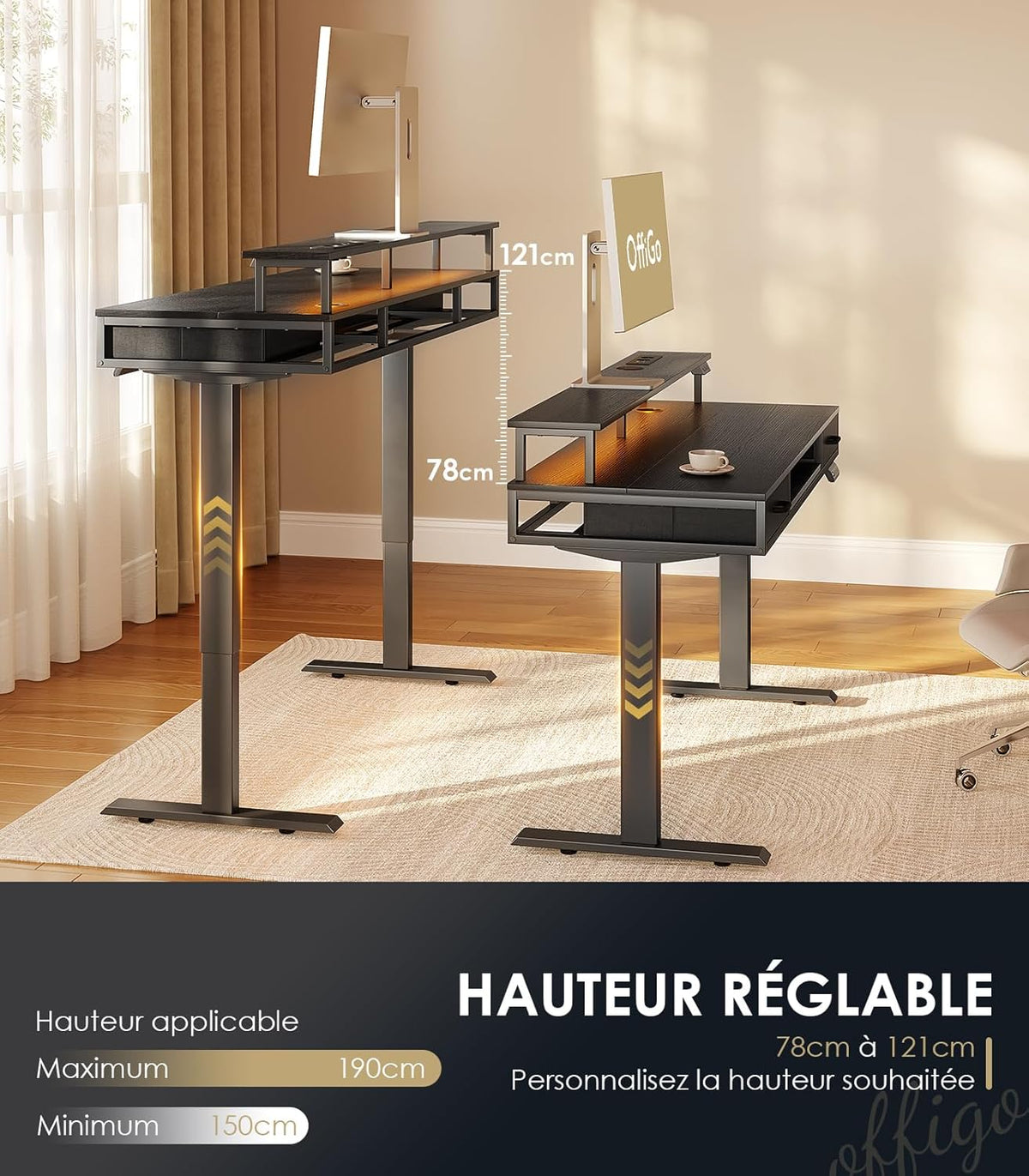 Bureau Verstelbaar – Zit-sta Bureau – Elektrisch Bureau – Computerbureau – Schrijftafel – In Hoogte Verstelbaar 78-120 cm – Met 2 Lades en USB Poorten