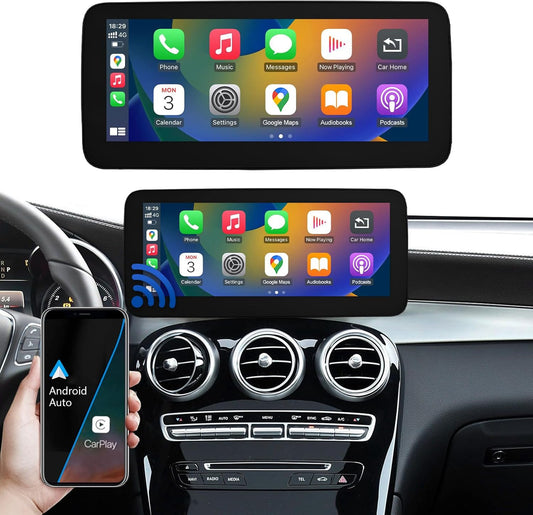 12,3 Inch Autoradio Touchscreen – Multimedia Scherm – Infotainmentsysteem – Navigatiescherm – Dashboard Display – Draadloos CarPlay & Android Auto – HD Resolutie 1920x720 Pixels