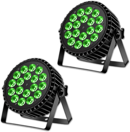 200 W 18 LED Stage Light Disco Light Party Lights 12 Channels Pair LED Light RGBW DMX Strobe Sound Active Mode Lighting DJ Light Effect for Show Party Bar Halloween Pack of 2 - QUORE
