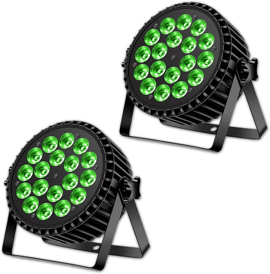 200 W 18 LED Stage Light Disco Light Party Lights 12 Channels Pair LED Light RGBW DMX Strobe Sound Active Mode Lighting DJ Light Effect for Show Party Bar Halloween Pack of 2 - QUORE